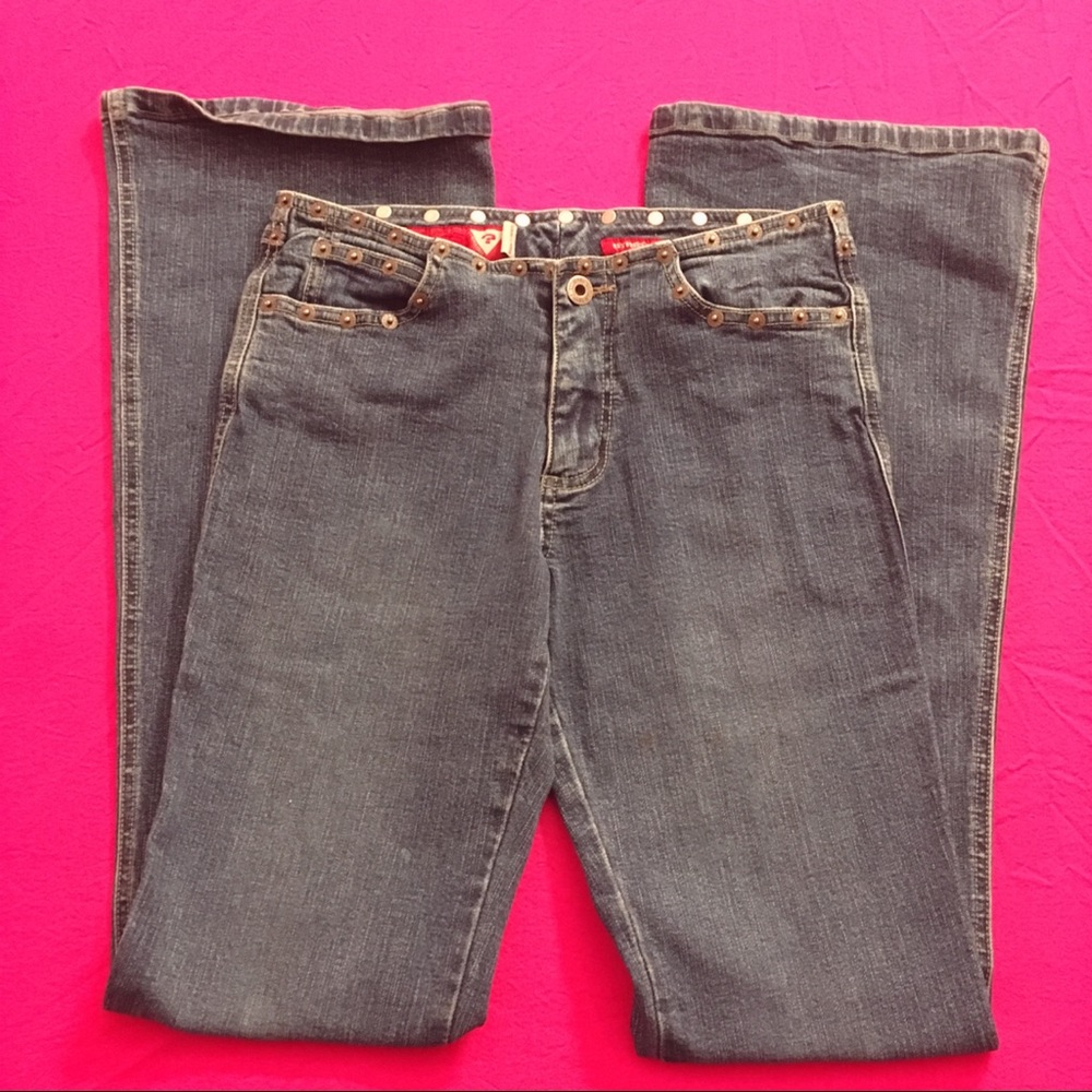 2/$20 Vintage GUESS Jeans Flare Snap Metal Detail